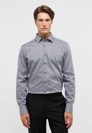 Eterna Langarmhemd ETERNA SLIM FIT, Herren, Gr. 38, Normalgr&ouml;ssen, stahlgrau, Twill, 100% Baumwolle, schmal, Manschette, Hemden Langarmhemd, NON IRON (b&uuml;gelf