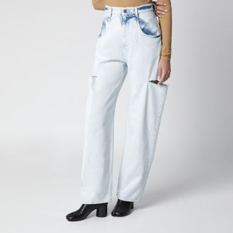 Maison Margiela Jeans con cut-out in cotone blu sbiadito