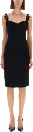 Versace Jeans Couture Dames, Jurken, Zwart, Maat: 2XS Katoen
