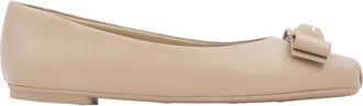 Ferragamo Ladies Beige Leather Pina Vara Bowl Ballet Flats, Size 7 C