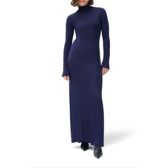 Rag & Bone Elsa Metallic Long Sleeve Knit Maxi Dress in Dark Blue at Nordstrom, Size Xx-Small
