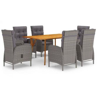 vidaXL Juego De Comedor De Jard&iacute;n De 7 Piezas Gris Vidaxl