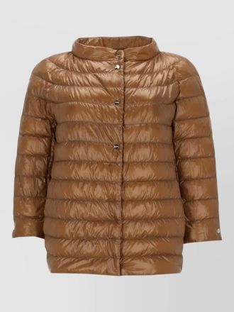 Herno high collar shiny finish quilted jacket