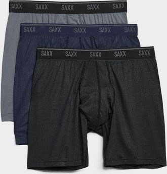 Saxx Mens 6 black/blue/grey micro-dotwork boxer briefs QUEST 3-pack