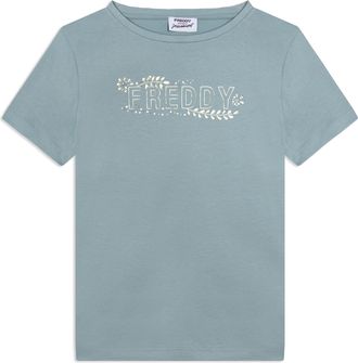 Freddy T-shirt Manica Corta con Decori Floreali e Borchie