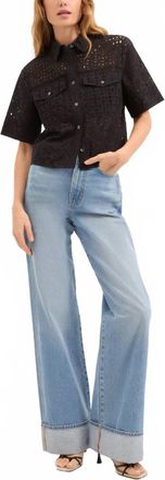 Veronica Beard Spruce Wide Half-Sleeve Top In Black