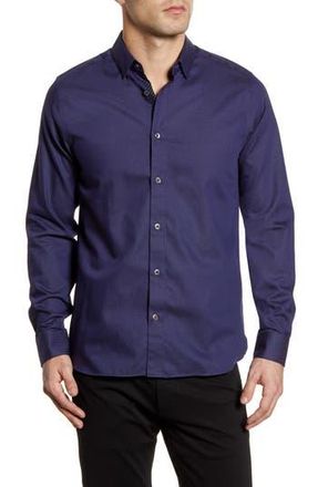 Ted Baker Whyme Slim Fit Dot Button-Up Shirt in Navy at Nordstrom Rack, Size 5(Xl)