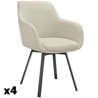 TecTake 4 sillas giratorias con reposabrazos tapizadas, 57 x 59 x 88 cm, beige