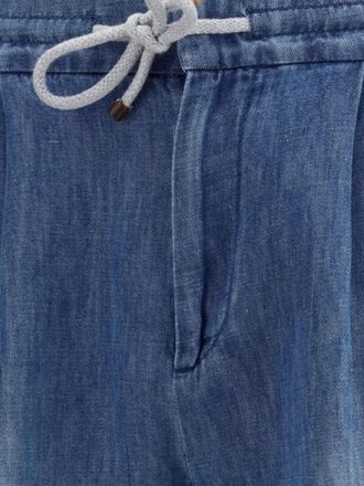 Brunello Cucinelli linen tapered drawstring track pants