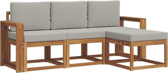 vidaXL Conjunto De Sof&aacute;s De Exterior 4 Uds. Gris Natural Y Claro Vidaxl