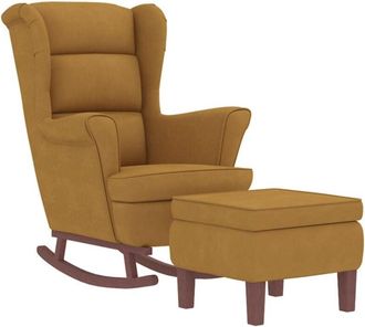 vidaXL Vidaxl - Sillón mecedora patas madera y taburete terciopelo marrón