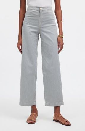 Madewell The Emmett Stripe Crop Wide Leg Pants in Faded River Stripe at Nordstrom Rack, Size 33
