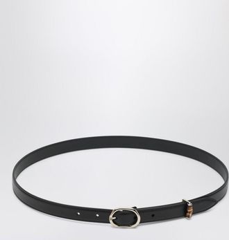 Gucci Thin black belt with oval buckle