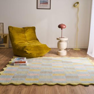 Nazar Rugs Alfombra de lana tejida a mano cuadros pastel 200x290