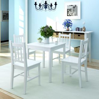 vidaXL Vidaxl - Conjunto De Comedor 5 Piezas Madera De Pino Blanco