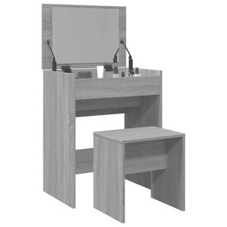 Berkfield Home Dressing Table & Stool Grey Sonoma 60x40x113.5 cm