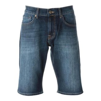 7 For All Mankind Stretch Katoenen Shorts - Heren - Korte broeken - Blauw - Maat: W36 Katoen