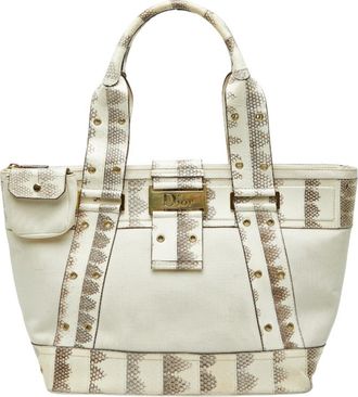 Dior Ivory White Leather Handbag Tote Bag (Pre-Owned)
