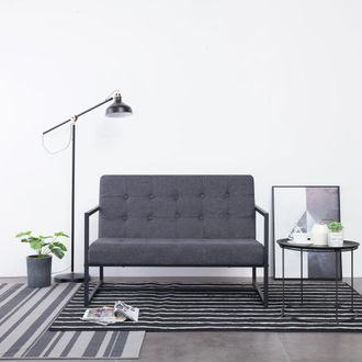 vidaXL Vidaxl - Sof&aacute; De 2 Plazas Con Reposabrazos Acero Y Tela Gris Oscuro