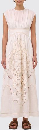 Zimmermann Abito midi Zimmermann in lino con inserti in pizzo
