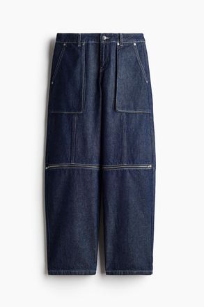 H&M Barrel Low Cargo Jeans - Denimblau