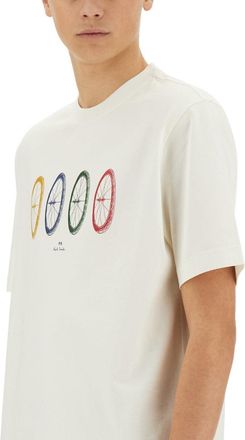 Paul Smith Bike Tyres Organic Cotton T-Shirt - White