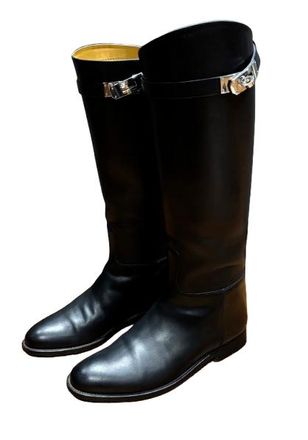 Herm&egrave;s Black Leather Riding Boots Size 38
