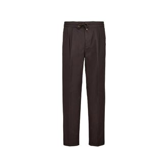 Brunello Cucinelli Garment-dyed Twisted Cotton Gabardine Trousers With Drawstring And Double Pleats