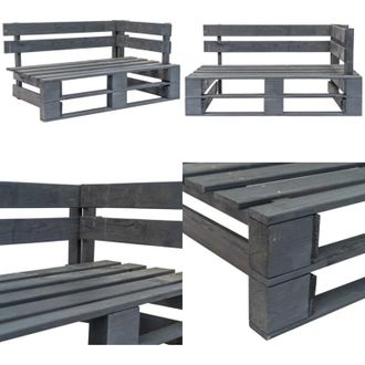 vidaXL Panca Angolare da Giardino su Pallet in Legno Grigio - Panca angolare - Panca su pallet