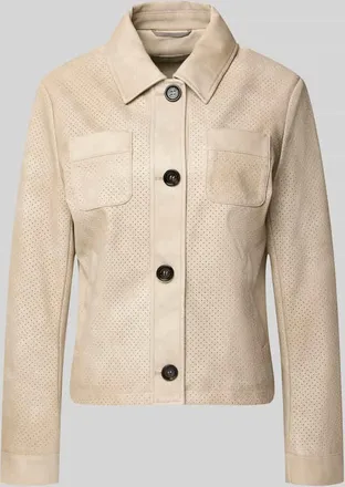 AMBER & JUNE Regular Fit Jacke in Leder-Optik in Beige, Gr&ouml;&szlig;e 34