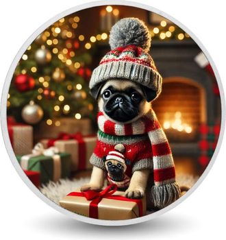 OEM Moneda Plateada De 1 Oz Con Un Acogedor Carlino Navide&ntilde;o