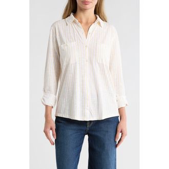 Lucky Brand Knit Button Up Shirt in Yellow Multi at Nordstrom Rack, Size X-Large