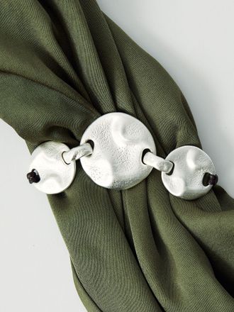 Reiss Silver Sculpted Disc Cord Bracelet