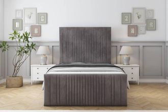 Sloomy Kingsley Naples Bed Frame With 50 Upholstered Headboard in Grey | Size: Small Single