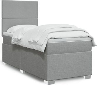 vidaXL Cama Box Spring Con Colch&oacute;n Tela Gris Claro 90x190 Cm Vidaxl