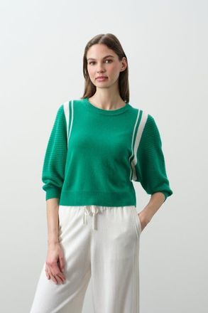 Naked Cashmere Amanda Cropped Dolman Crewneck in Turf/ecru at Nordstrom, Size X-Small