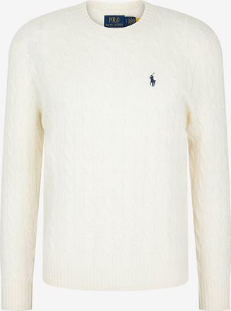 Polo Ralph Lauren Zopfstrick-Rundhalspullover aus Wolle und Kaschmir Pony