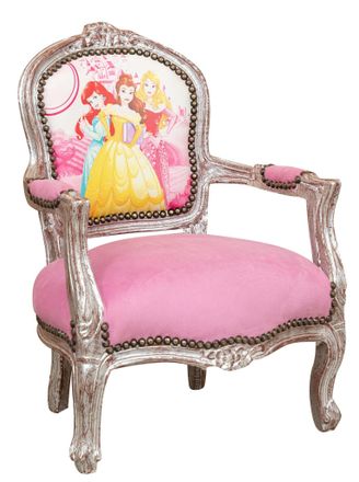 Biscottini International Mini Sill&oacute;n Para Ni&ntilde;os 77x50x51 Sillas Luis Xvi Sill&oacute;n Acolchado Con Reposabrazos Dormitorio Sill&oacute;n Con Princesas