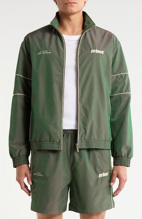 Les Deux x Prince Shiny Track Jacket in Pineneedle Green at Nordstrom, Size Xx-Large