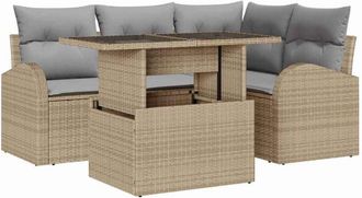 vidaXL Conjunto De Sof&aacute; De Jard&iacute;n Manual 5 Pcs Beige 100 X 55 X 73 Cm Vidaxl