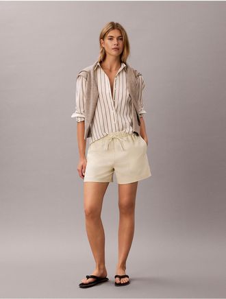 Calvin Klein Jeans Calvin Klein Womens Linen Blend Pull-On Shorts - White - XL