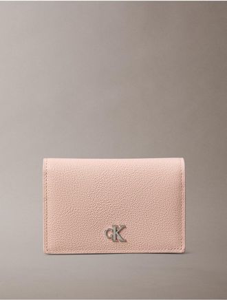 Calvin Klein Womens Minimal Monogram Flap Card Case - Pink