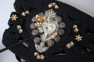 Dolce & Gabbana Black Canvas Embellished Waist Women Womens Belt (Pre-Owned)