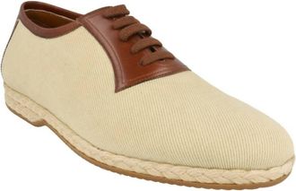 Ferragamo Mens Bosco Canvas Dress Shoes In Bone