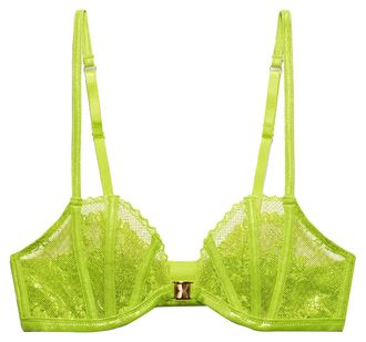 Savage x Fenty Womens, Caged Lace Front-Closure Bralette, Fuji Apple Green, XL