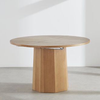 Maisons du monde Mesa de comedor redonda extensible de chapa de roble, 6/8 personas, 120/180 cm