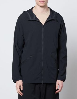 Yohji Yamamoto Mens Running Logo Ripstop Hooded Jacket Black Clothing > Coats &