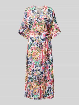 Milano Milano Italy Midikleid aus Viskose-Mix mit floralem Allover-Print in Orange, Gr&ouml;&szlig;e 36