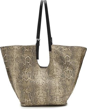 AllSaints Ara Snake East/West Tote Womens Handbags Desert White, Leather