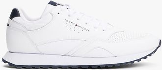 Tommy Hilfiger Mens Leather-Mix Runner Sneaker - White - US 11.5 / EU 45